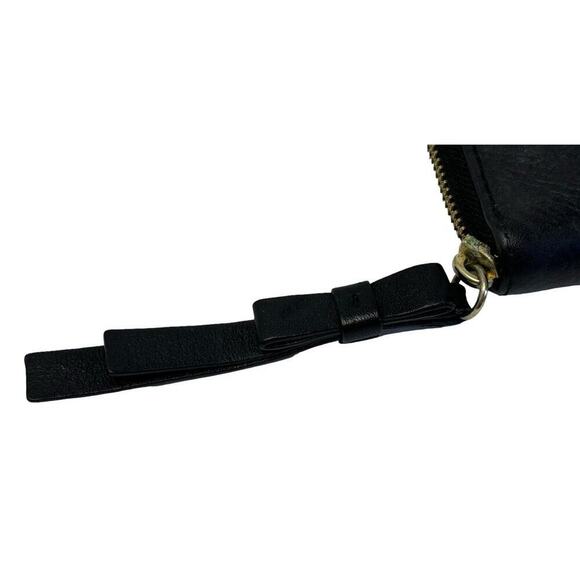 Vtg KATE SPADE New York Black Genuine Pebbled Leather Zip Around Wallet Clutch - Picture 3 of 12